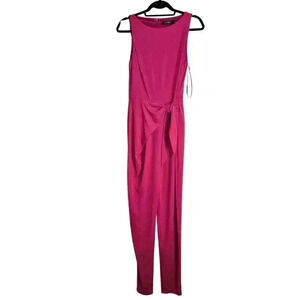 Lauren Ralph Lauren Tie Waist Jersey Pink Jumpsuit